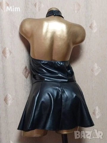 M/L Черна, къса, рокля от еко кожа , снимка 6 - Рокли - 51292955