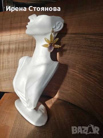 Обеци с естествен цвят на орхидея Камбриа, снимка 5 - Обеци - 52364889