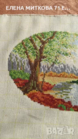 Гоблен овален"Златна есен"без рамка, снимка 4 - Гоблени - 49010587