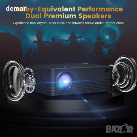 Мини преносим проектор с WiFI и Bluetooth, Native 1080P Full HD, черен, снимка 4 - Плейъри, домашно кино, прожектори - 52118126