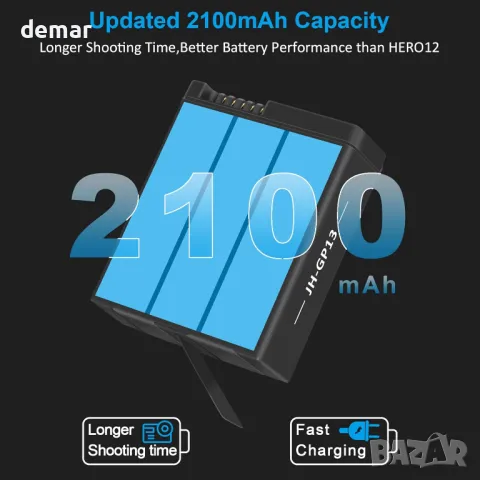 COOLSHOW HERO13 Enduro Акумулаторни батерии 3 броя, 2100mAh и 3-канално зарядно, снимка 3 - Друга електроника - 48835973