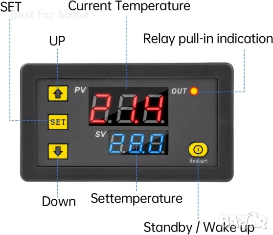 Aideepen W3230 20A 12V цифров термостат, цифров регулатор на температурата, отопление, охлаждане, снимка 3 - Друга електроника - 55926111