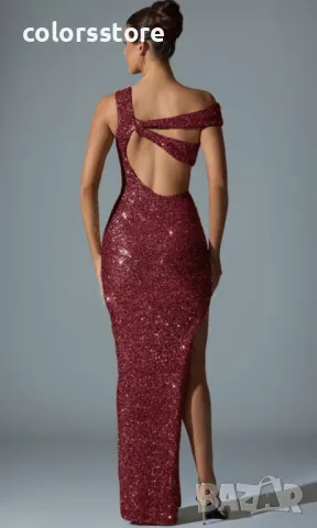 Дамска дълга рокля Shiny red, снимка 3 - Рокли - 48420178