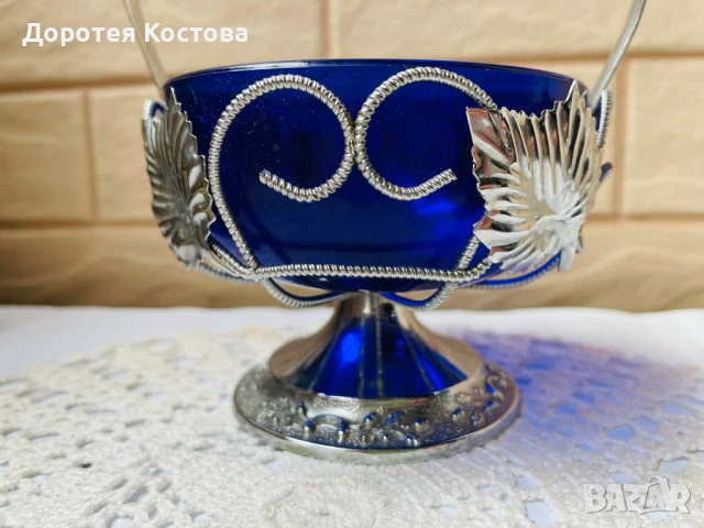 Красива посребрена захарница или бонбониера от Англия , снимка 3 - Антикварни и старинни предмети - 54229501