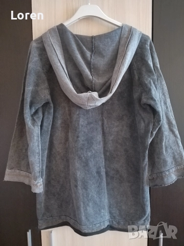 *Esmom*Блуза с тричетвърт ръкав с качулка, снимка 4 - Блузи с дълъг ръкав и пуловери - 52722777