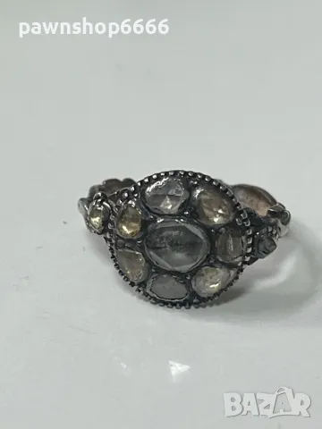 Античен викториански диамантен пръстен (1880 г.) , снимка 12 - Пръстени - 49225712