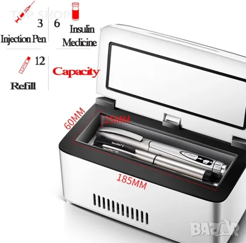 НОВ Преносим хладилник за лекарства, 3 батерии, CoolBox, инсулин, медицинска хладилна чанта, снимка 13 - Хладилници - 48787204