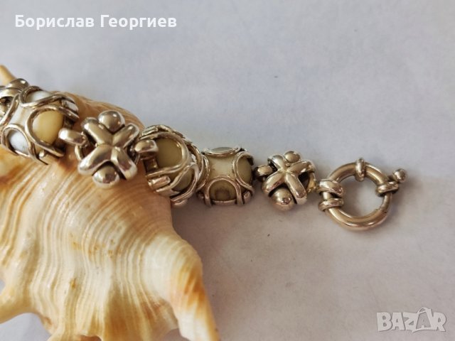 Сребърна гривна с лунен камък, снимка 4 - Гривни - 44367120