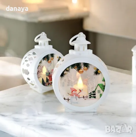 5380 Кръгъл коледен фенер светеща коледна украса, 15 см, снимка 2 - Декорация за дома - 47675908