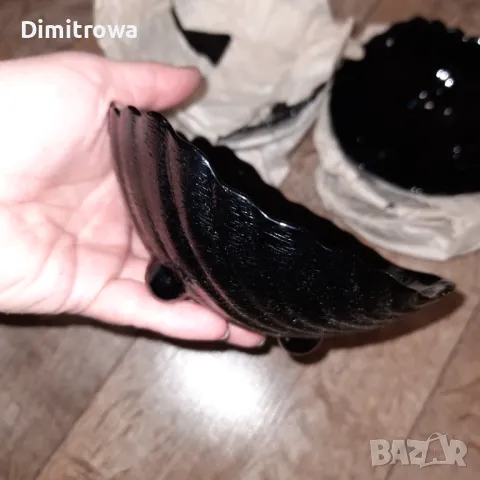 Черно стъкло 6бр купички, снимка 3 - Сервизи - 47999260