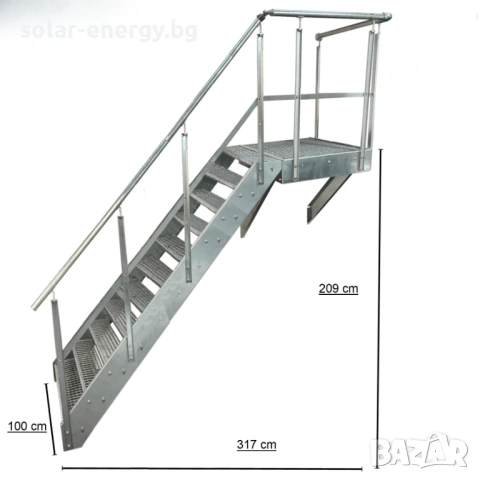 Метално стълбище с площадка 11 стъпала | За монтаж към стена | Поцинковано, снимка 4 - Други - 54236259