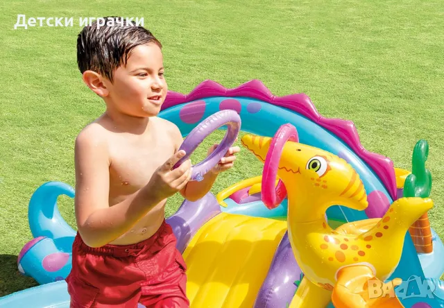 Надуваем център за игра Intex Dinoland, 302 x 229 x 112 см, PVC, с пързалка, динозавърски дизайн, снимка 4 - Надуваеми играчки - 49925857