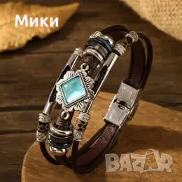 Дамски и мъжки гривни от PU кожа, колиета с бухал, снимка 5 - Гривни - 48676796