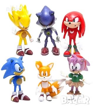 Соник Sonic 6 бр малки пластмасови играчки фигурки за игра и украса торта, снимка 3 - Фигурки - 41889353