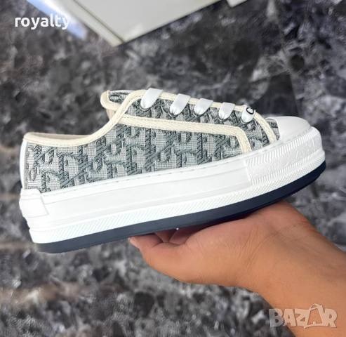 Дамски маратонки Dior Oblique - Бежаво с Тъмно Зелено