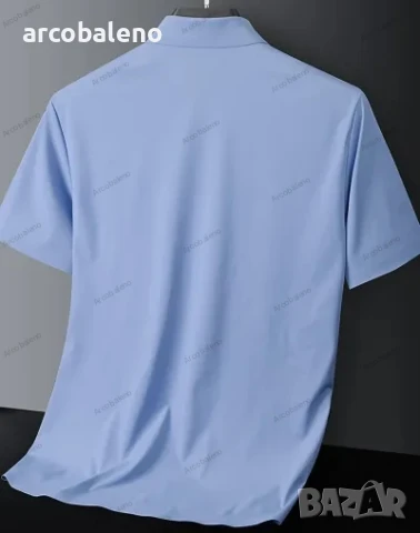 Мъжка риза с къс ръкав от лек леден копринен материал, 5цвята , снимка 6 - Ризи - 50473101