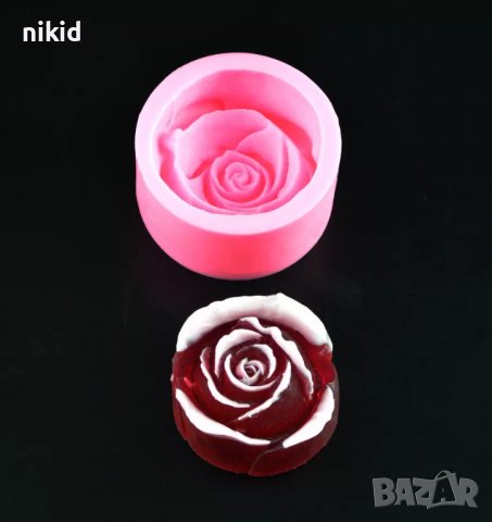 6,5 см голяма и дълбока роза силиконов молд форма фондан гипс сапун свещ, снимка 6 - Форми - 36824515