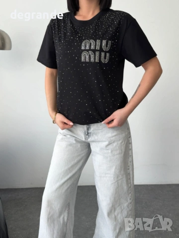 🎀Дамска Тениска с Камъчета MiuMiu