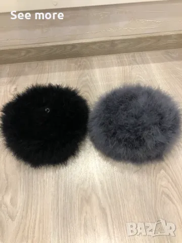 Шапки в два цвята щраусови пера, снимка 2 - Шапки - 48420198