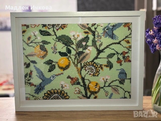 Ръчно изработен Диамантен Гоблен „Ботаническа градина“ – в бяла рамка 🌿🍋, снимка 2 - Гоблени - 53964933