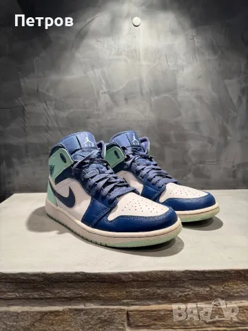КАТО ЧИСТО НОВИ Jordan 1, 42 -  Blue Mint, снимка 8 - Ежедневни обувки - 49802139