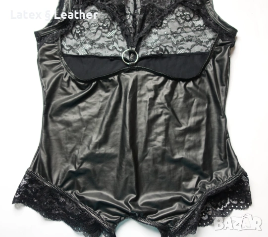 Cottelli Collection M (EU 40-42) луксозно кожено боди с отворено дъно и бюст, снимка 7 - Бельо - 54296847