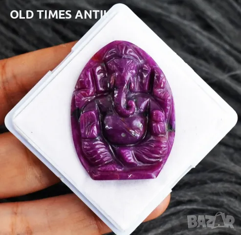 Рубин / Резбован бог Ганеша/Рубин 64 ct. 100% НАТУРАЛЕН , снимка 7 - Антикварни и старинни предмети - 47376764