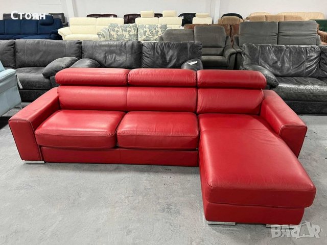 Червен кожен ъглов диван с функция легло и ракла в Дивани и мека мебел в  гр. Ямбол - ID39719355 — Bazar.bg