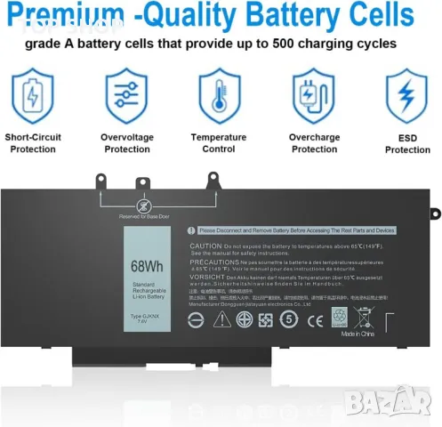 Батерия HASESS GJKNX за Dell Latitude, Precision GD1JP DY9NT 7.6V/68Wh, снимка 3 - Батерии за лаптопи - 49340593