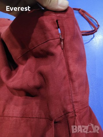 ZARA Ленена рокля, Бордо цвят , снимка 4 - Рокли - 37418823