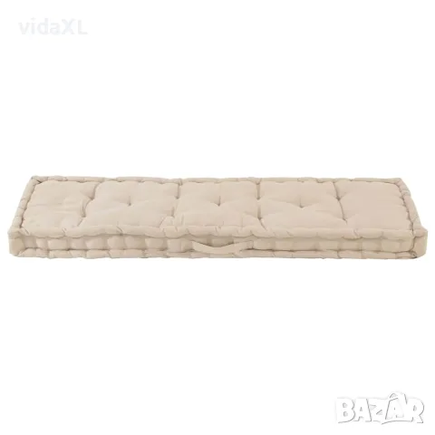 vidaXL Палетна възглавница за под, памук, 120x40x7 см, бежова, снимка 5 - Възглавници - 56147662