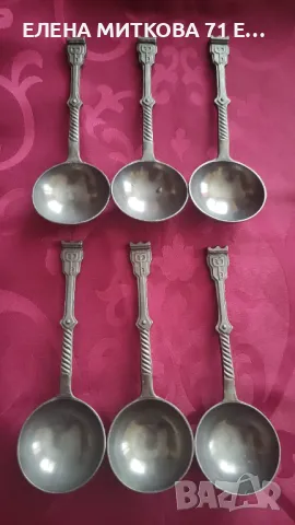 Старинни масивни дълбоки калаени лъжици 