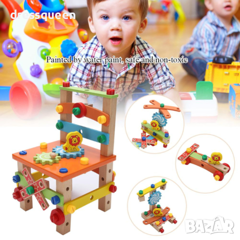 3473 Дървен конструктор Детска работилница, снимка 2 - Конструктори - 44612552