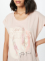 СТРАХОТНА тениска в нежен розов цвят със златист надпис и кабсички, снимка 2