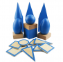 Сини геометрични тела Монтесори в кутия с поставки и знаци , снимка 6