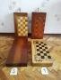Стари шахове и табла в дървени кутии ръчно изработени през 50-80те години , снимка 1