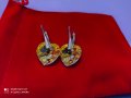 Сваровски - разкошни сребърни обеци Heart Swarovski - 14мм, снимка 5