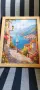 см.Рамкирана Картина в Средиземноморски Стил с Цъфтящи Цветя и Синьо Море, снимка 3