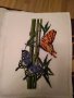,,Пеперуди на бамбук" с оригинално DMC конци, снимка 1 - Гоблени - 30454729