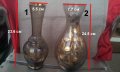 Две вазички кафяво стъкло високи различни, снимка 1 - Вази - 30053527