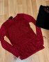 Блуза с дантела и ресни в Бордо и черно , снимка 1 - Блузи с дълъг ръкав и пуловери - 38476597