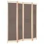 vidaXL Параван за стая, 4 панела, кафяв, 160x170x4 cм, текстил, снимка 2
