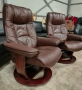 Комплект от две Relax кресла с табуретка от естествена кожа , снимка 2
