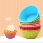 Комплект от 12 броя силиконови незалепващи форми за мъфини , снимка 4