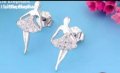 Outlet Sale Сребърни обеци балеринки с кристали,pink/нови, снимка 1 - Колиета, медальони, синджири - 44334225