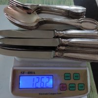 Сребърен(800) проба комплект за хранене за шест човека/лъжици вилици ножове/, снимка 17 - Прибори за хранене, готвене и сервиране - 38656352