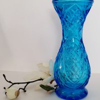 Синя стъклена ваза Rossini Empoli Blue Art Glass., снимка 1 - Вази - 42335124