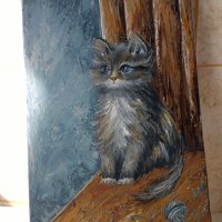 Картина "То, котето" 20/30 см., снимка 3 - Картини - 44213735