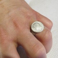 мъжки сребърен пръстен, Старинен пръстен със сребърна монета - Княз Фердинанд I - ЦАР НА БЪЛГАРИТЕ , снимка 4 - Пръстени - 31001898
