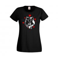 Дамска тениска Свети Валентин Valentine Cat, снимка 5 - Тениски - 35648822